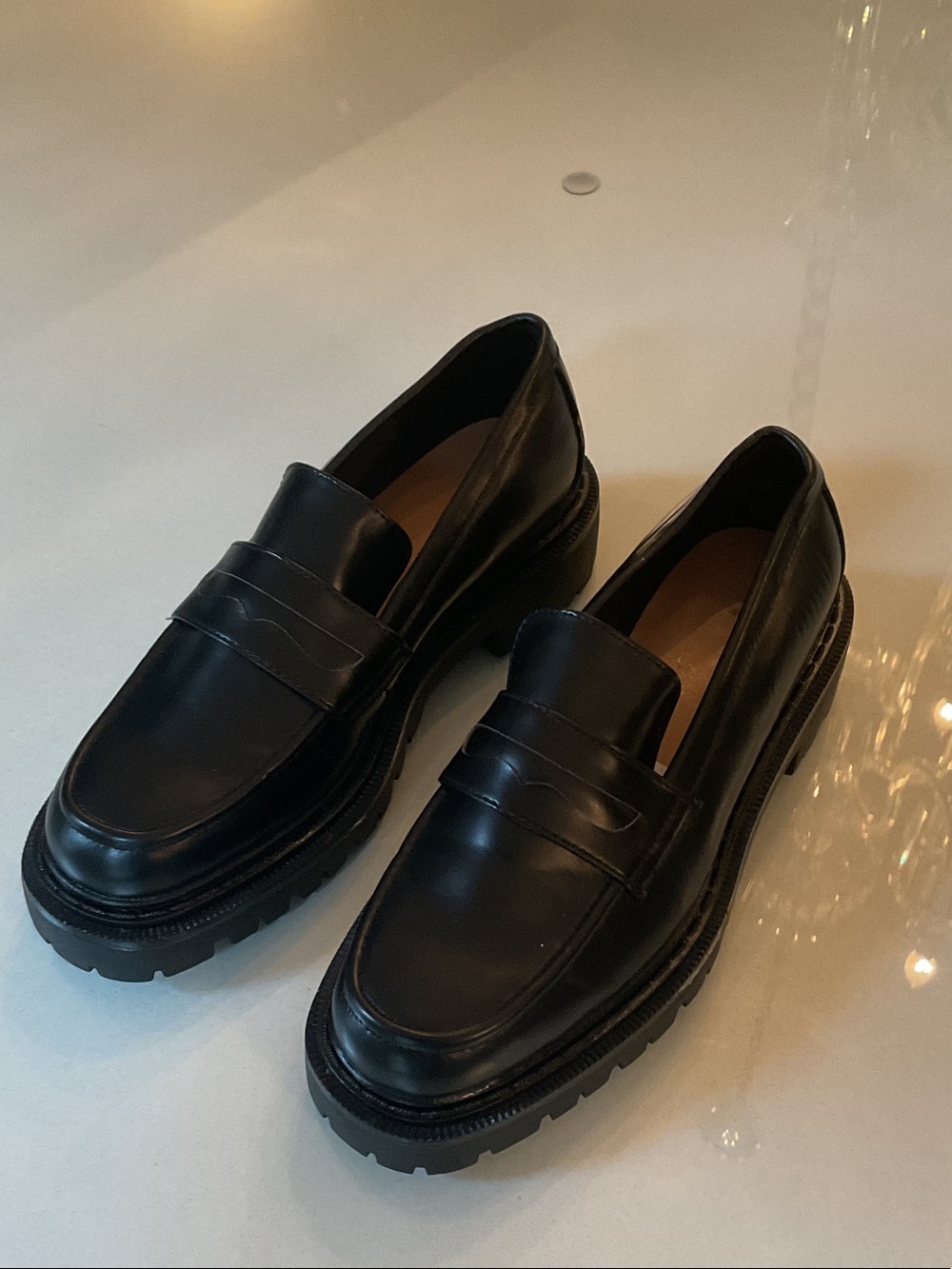 Classic Black Leather Penny Loafers  BRAND NEW